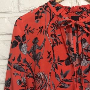 J CREW ruffle neck silk blouse.